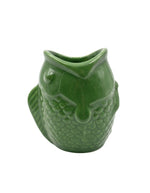 Côté du Mug en céramique vert brillant sculpté en relief en forme de poisson avec anse ergonomique