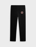 Dos du Pantalon de jogging ajusté coupe droite pour homme et femme en molleton noir 350g avec cordon beige et patch logo dos, modèle Iconic Straight couleur Black de Sweet Pants.