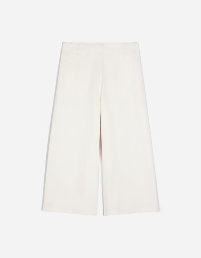 Pantalon large Griffon Vanessa Bruno écru en coton et lin, coupe 7/8, taille mi-haute.