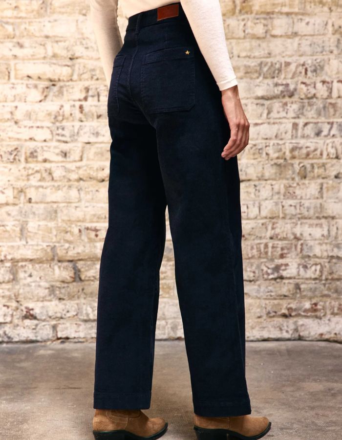 Pantalon large Atlanty marine en velours côtelé – La Petite Étoile