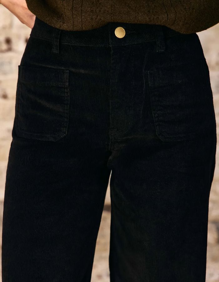 Pantalon large Atlanty noir en velours côtelé – La Petite Étoile