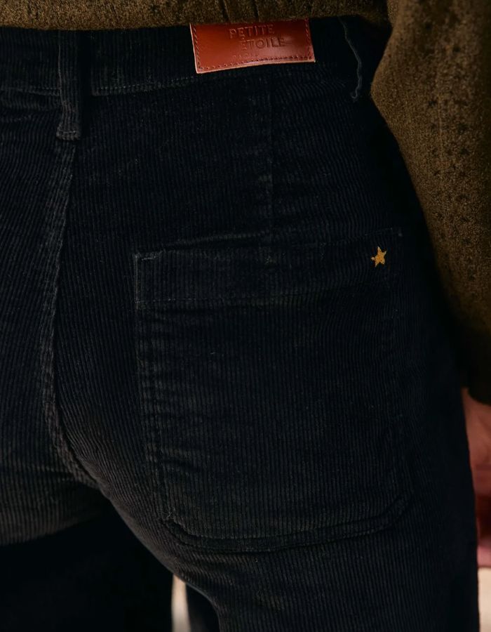 Pantalon large Atlanty noir en velours côtelé – La Petite Étoile