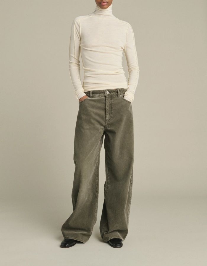 Pantalon Hunter Gris kaki velours côtelé soeur