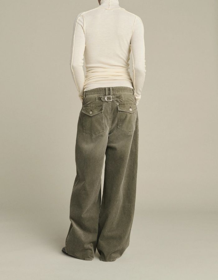 Pantalon Hunter Gris kaki velours côtelé soeur