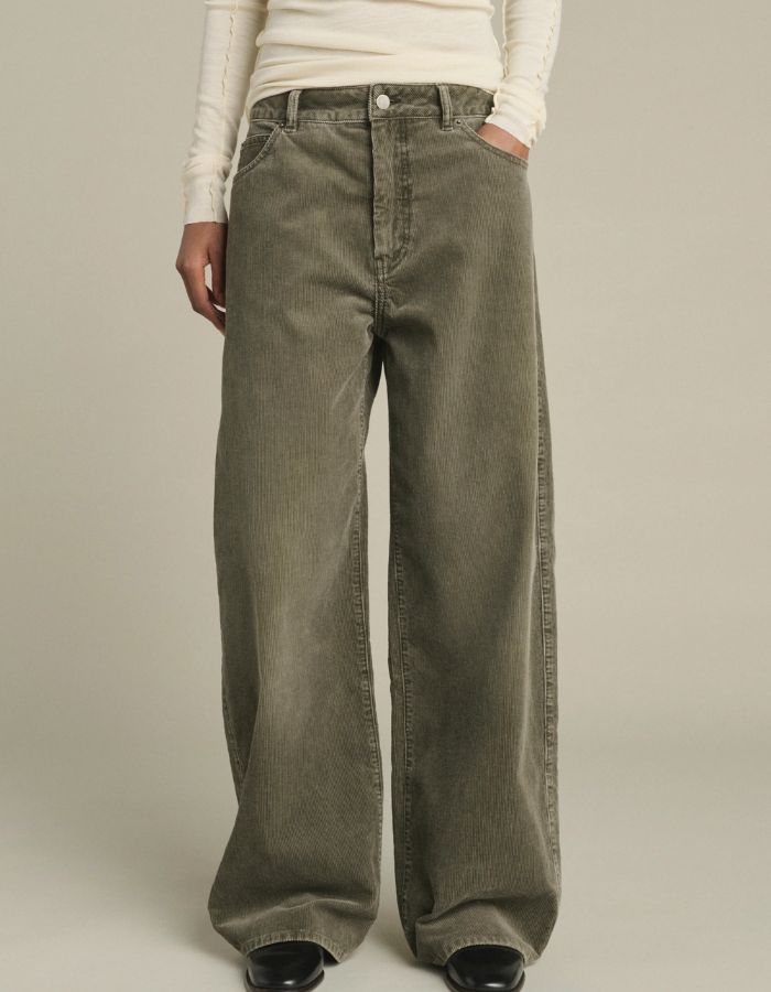 Pantalon Hunter Gris kaki velours côtelé soeur