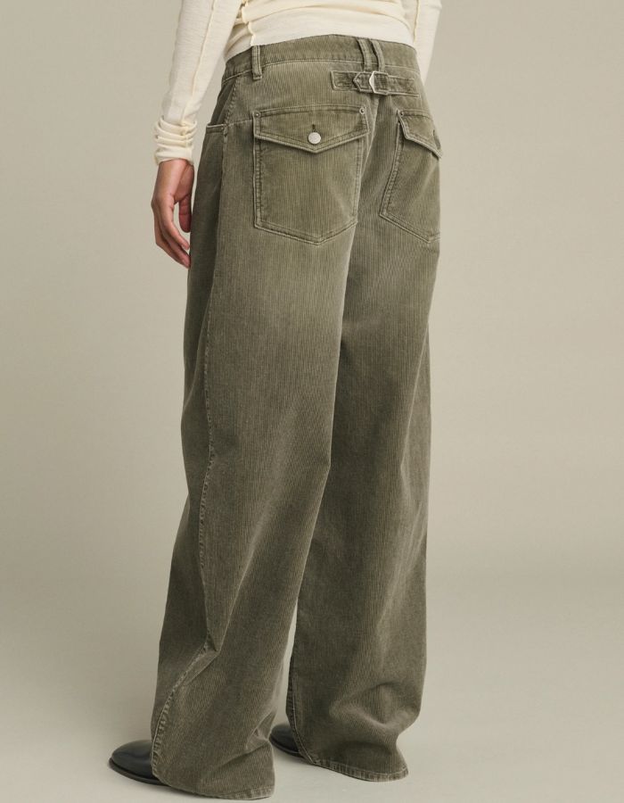 Pantalon Hunter Gris kaki velours côtelé soeur