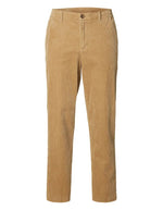 Pantalon fuselé pour homme en velours côtelé beige maïs avec cordon de serrage et poches, modèle 190-Reg Tape Leroy Kris Cord couleur Cornstalk de la marque Selected Homme.