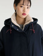Parka oversize Jade Navy Bellerose à capuche et doublure en fausse fourrure
