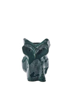 Vase moyen en céramique vert foncé brillante sculpté en forme de hibou avec motifs peints à la main collection Marni
