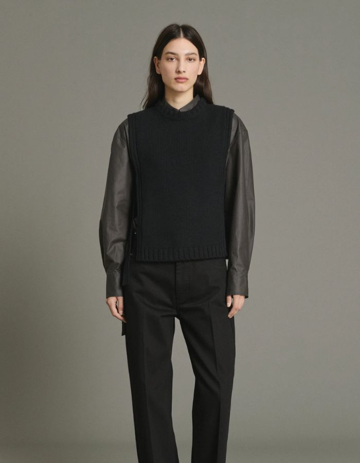 Plastron femme Uzel noir en laine vierge Soeur
