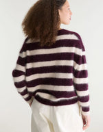 Pull oversized Datus Stripe B en angora rayé bordeaux et beige Bellerose