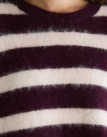 Pull oversized Datus Stripe B en angora rayé bordeaux et beige Bellerose