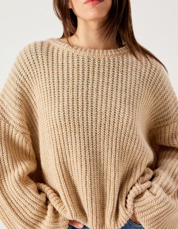 Pull Cyrow Beige Clair Chiné American Vintage