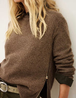Profil du Pull décontracté pour femme en cachemire couleur chamois camel jauge 5 point jersey, modèle Cheyla Pull couleur Chamois de la marque ba&sh.