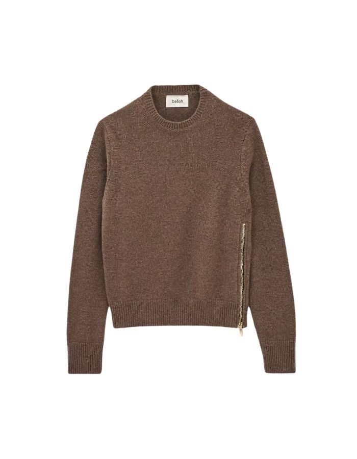 Pull décontracté pour femme en cachemire couleur chamois camel jauge 5 point jersey, modèle Cheyla Pull couleur Chamois de la marque ba&sh.