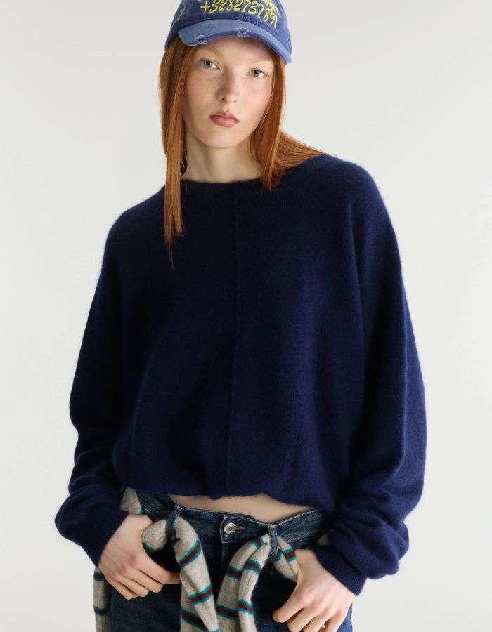Pull femme Derny Captain bleu marine à encolure bateau Bellerose
