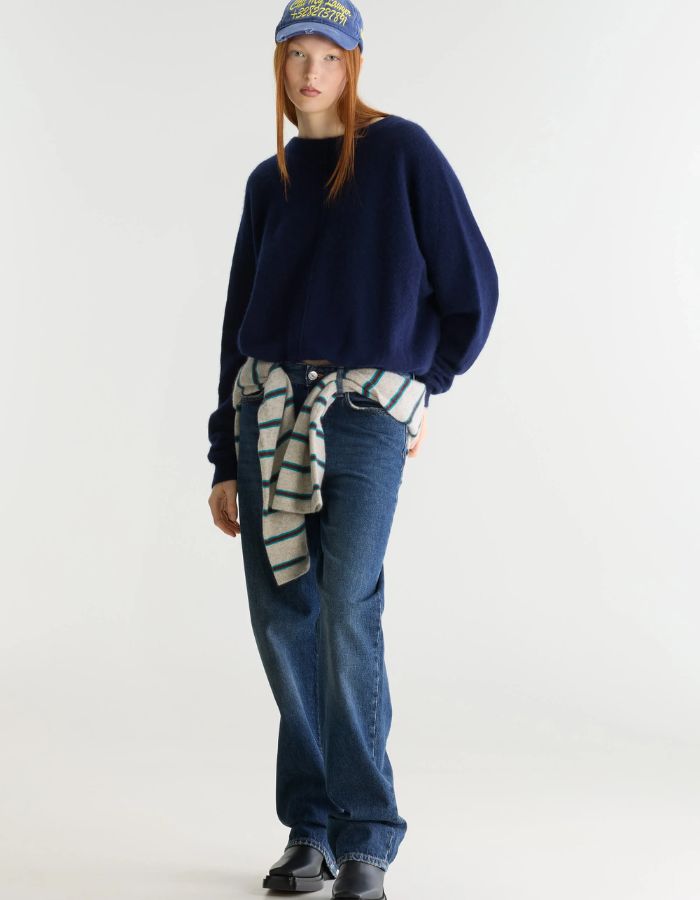 Pull femme Derny Captain bleu marine à encolure bateau Bellerose