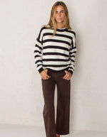 Pull Claudia rayé marron foncé et beige La Comet