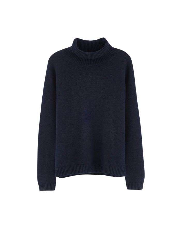 Pull Amedo Navy bleu marine à col cheminée pour femme Bellerose