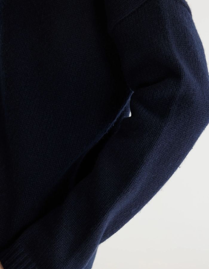 Pull Amedo Navy bleu marine à col cheminée pour femme Bellerose