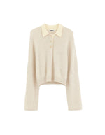 Pull Dusto Oyster gris beige à col polo pour femme Bellerose