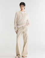 Pull Dusto Oyster gris beige à col polo pour femme Bellerose