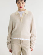 Pull Dusto Oyster gris beige à col polo pour femme Bellerose