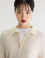 Pull Dusto Oyster gris beige à col polo pour femme Bellerose