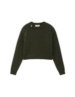 Pull court décontracté pour femme en cachemire kaki jauge 5 point jersey, modèle Corvy Pull couleur Kaki de la marque ba&sh