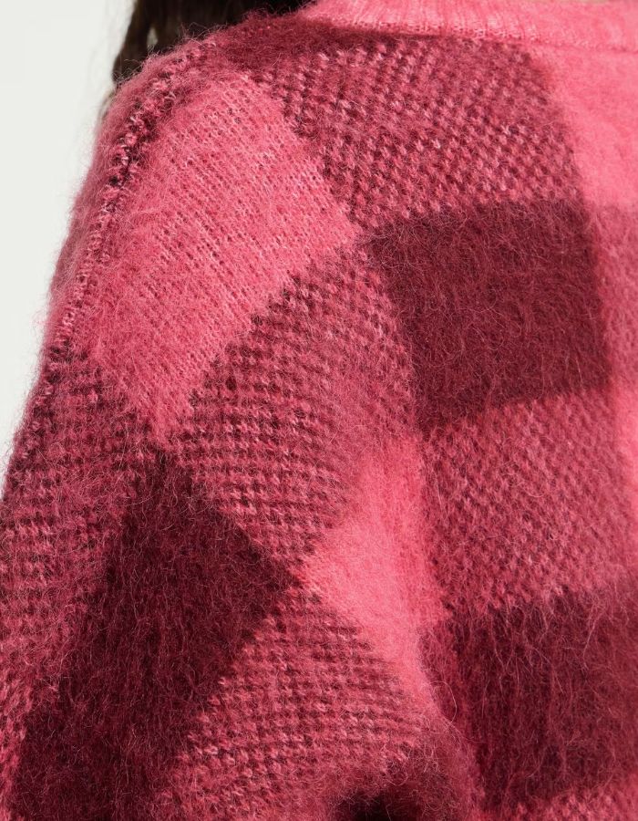 Pull Elena Fruit Dove à carreaux bordeaux – ICHI