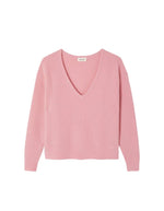 Pull Col V Ample Damsville Tendresse Chiné Rose American Vintage 