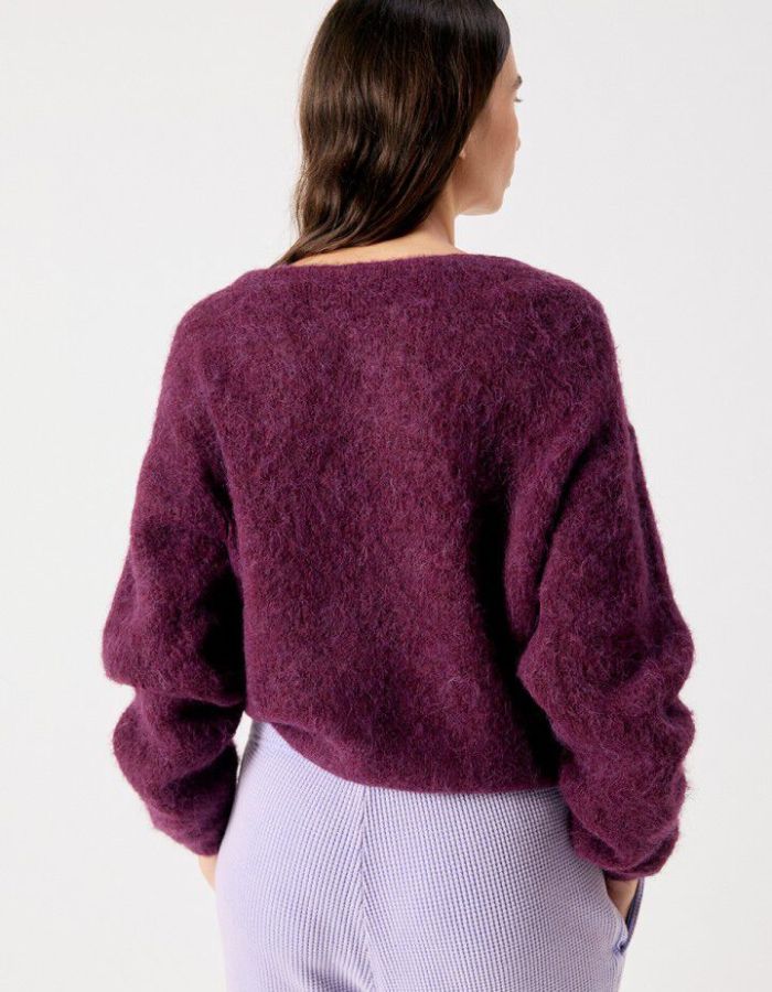 Pull col rond Niby Canneberge Chiné American Vintage 