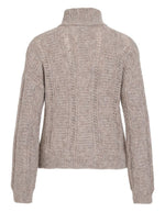 Dos du Pull oversize pour femme en maille écru avoine chiné avec col montant zippé camionneur, modèle Gleeba Half Zip Knit Top couleur Natural Melange de la marque VILA.