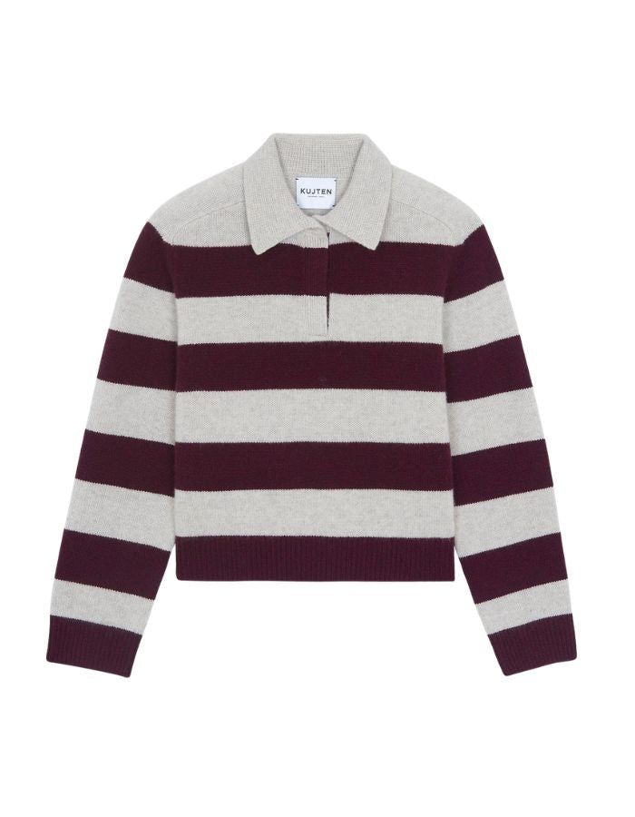 Pull Royce Bordeaux Avoine rayé Kujten