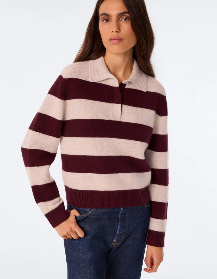 Pull Royce Bordeaux Avoine rayé Kujten
