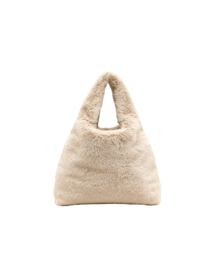 Sac à main Helga Stone en fausse fourrure crème Bellerose