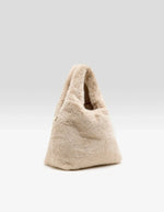 Sac à main Helga Stone en fausse fourrure crème Bellerose