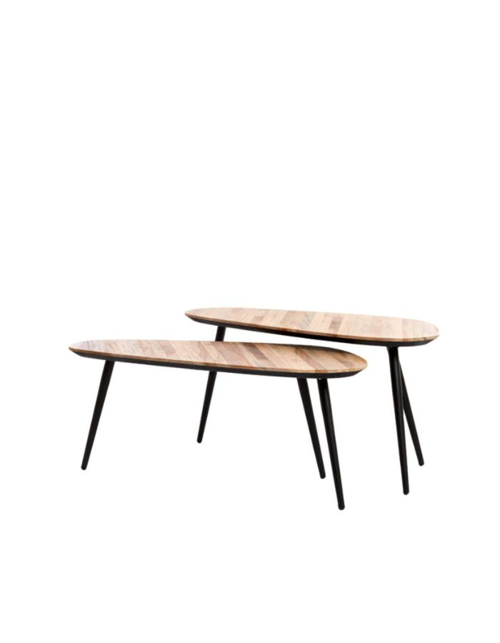 Set de 2 Tables Basses Bois Naturel
