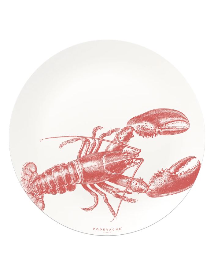 Set de table rond Homarus de la marque PODEVACHE en vinyle PVC. Design illustré sur le thème marin, épaisseur 2,4 mm, fabriqué en France. Diamètre 38 cm.