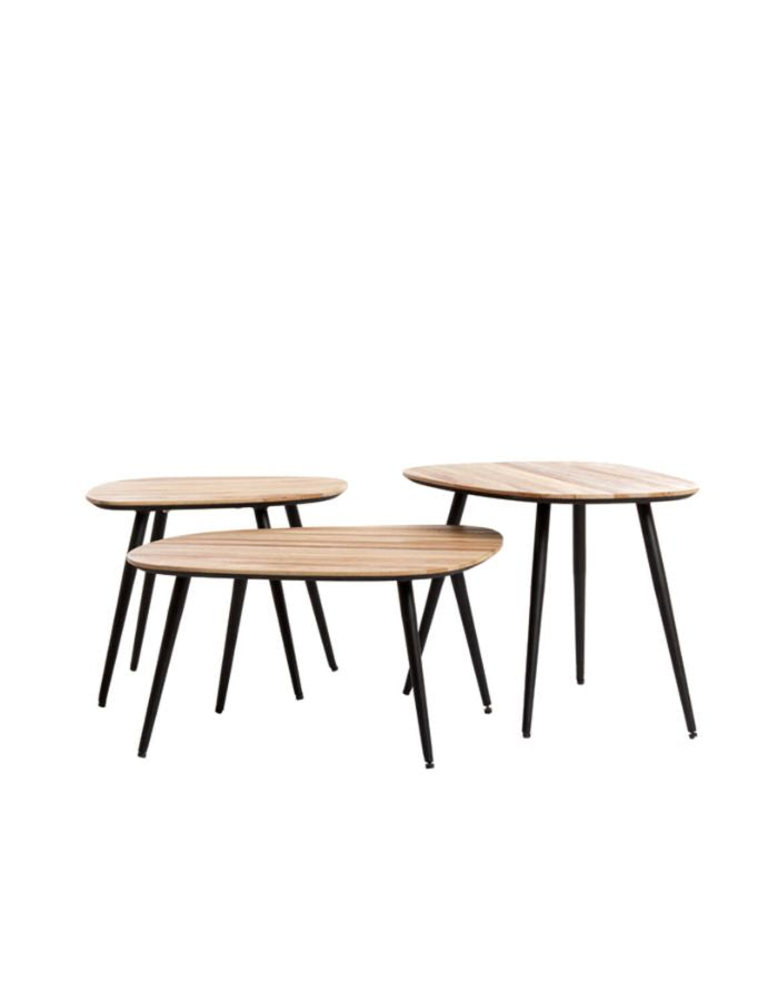 Set de 3 Tables Basses Bois Naturel