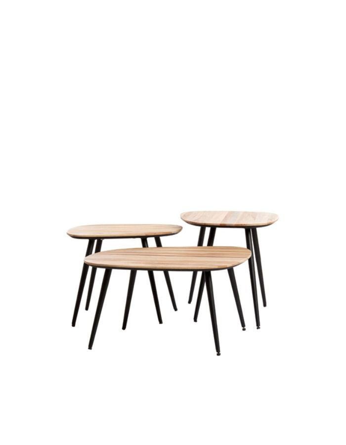 Set de 3 Tables Basses Bois Naturel
