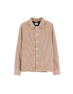 Surchemise droite pour femme en velours côtelé beige 100% coton avec boutons métalliques et col classique, modèle Gonil de la marque Bellerose.