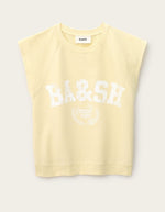 Sweat Beata Jaune Ba&sh en coton biologique, sans manches, avec logo blanc et inscription "2003 Paris".
