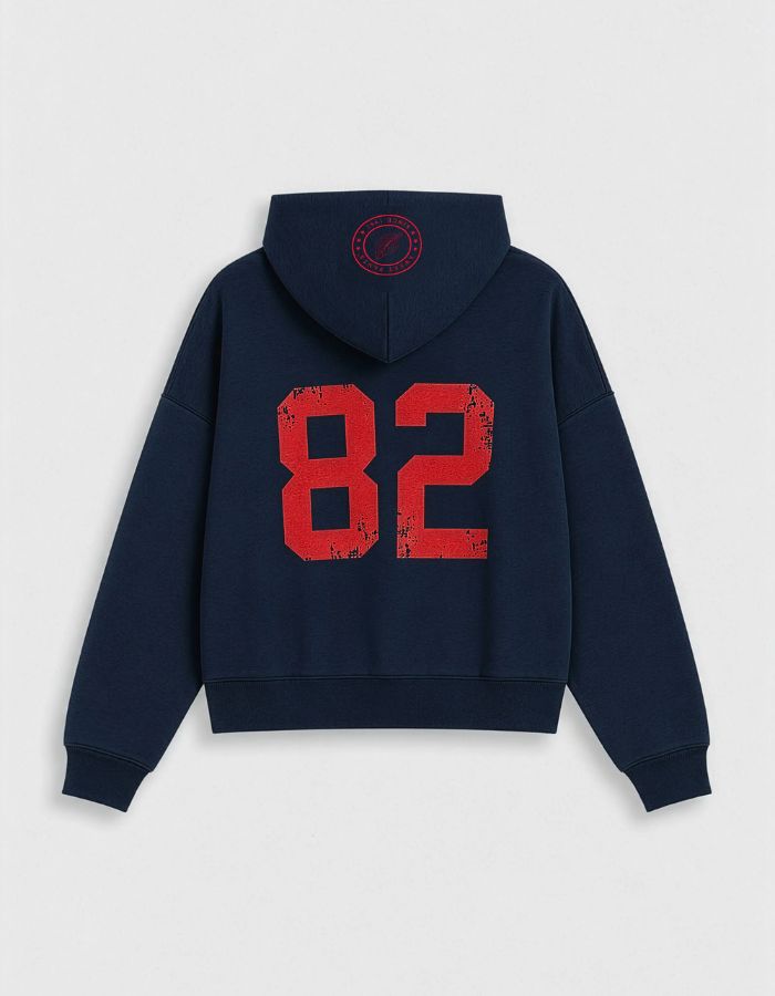 Dos duhoodie American Hood Night de Sweet Pants. Molleton gratté lourd 320g, coupe confort unisexe, sérigraphies tri-zones et poche kangourou.