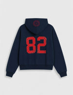 Dos duhoodie American Hood Night de Sweet Pants. Molleton gratté lourd 320g, coupe confort unisexe, sérigraphies tri-zones et poche kangourou.