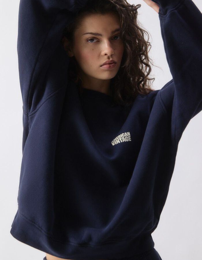 Sweat Col Rond Plizzy Navy Vintage