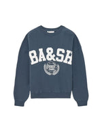 Sweatshirt pour femme en coton biologique bleu, modèle Benjamin de la marque ba&sh. Présente une coupe confortable confectionnée au Portugal.