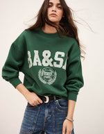Sweatshirt Fenja Emeraude Ba&sh vert foncé, coupe courte et ample, avec logo blanc "BA&SH 2003 PARIS".