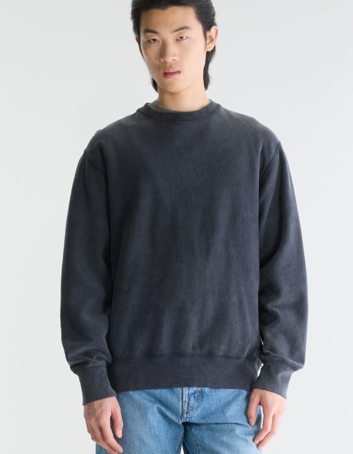 Sweatshirt homme Flake Meteorite gris foncé à col rond Bellerose