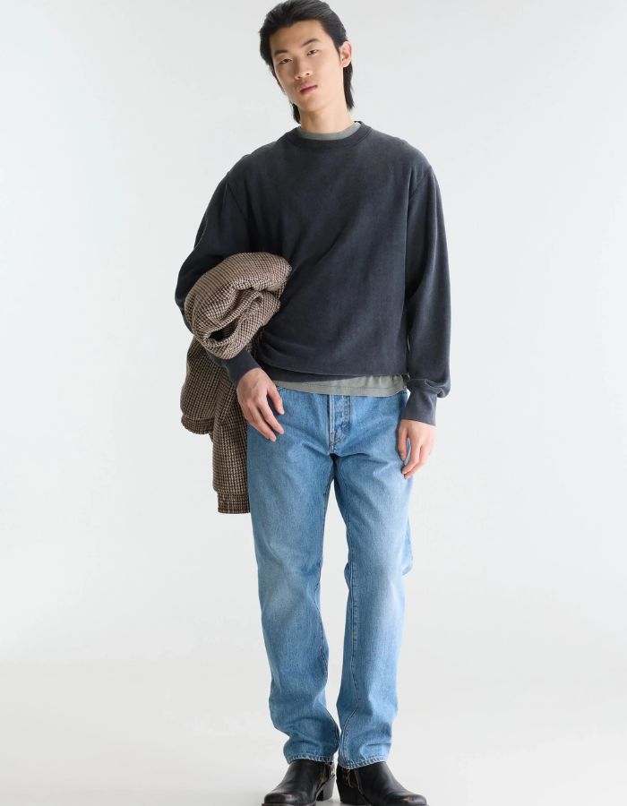Sweatshirt homme Flake Meteorite gris foncé à col rond Bellerose
